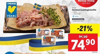 Lidl Gyllda Strimlad kycklingbröstfilé erbjuda