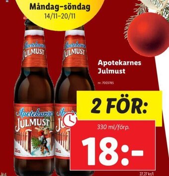 Lidl Apotekarnes Julmust erbjuda