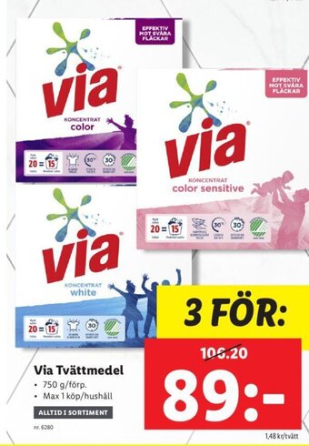 Lidl VIA Tvättmedel erbjuda