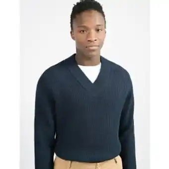 Brothers Stickad v-neck blå erbjuda