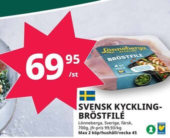 Tempo Svensk kycklingbröstfilé erbjuda