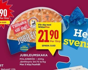Willys Jubileumskaka erbjuda