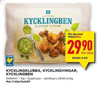 Kycklingklubba, kycklingvingar, kycklingben