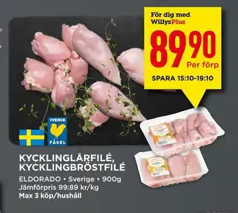 Willys Kycklinglårfilé, kycklingbröstfilé erbjuda