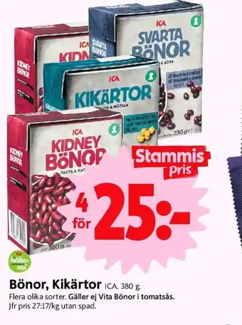 Bönor, Kikärtor