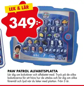 Paw Patrol Alfabetsplatta
