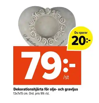 Dekorationshjärta för olje- och gravljus