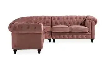 Chesterfield lyx hörnsoffa rosa