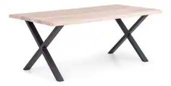 EM Home Preston matbord 200x95 naturkant vitolj ek, x-ben metall sv erbjuda