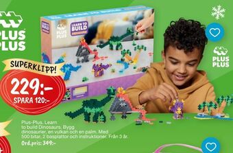Leklust Plus-plus learn to build dinosaurs erbjuda