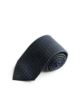 Printed silk tie navy/mini flowers