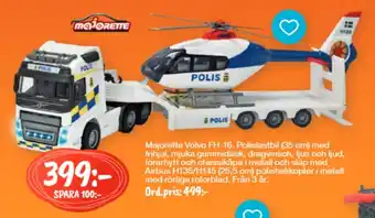 Majorette Volvo FH-16 Polislastbil Med Frihjul