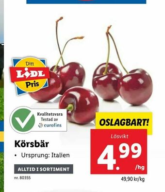 Lidl Körsbär erbjuda