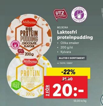 Lidl Laktosfri proteinpudding erbjuda
