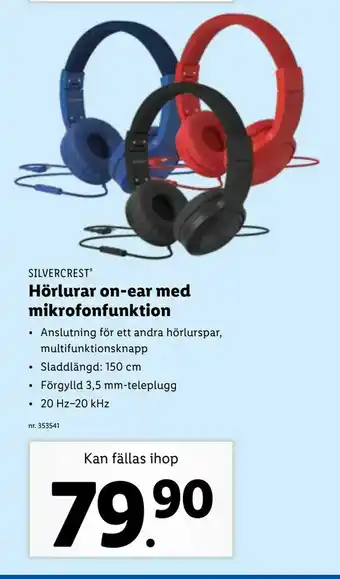Lidl Hörlurar on-ear med mikrofonfunktion erbjuda