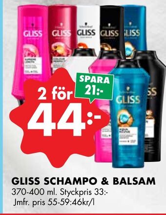 ÖoB Gliss schampo & balsam erbjuda