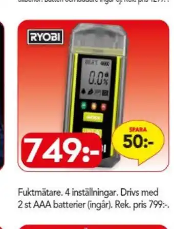 Bo Ohlsson Ryobi fuktmätare erbjuda