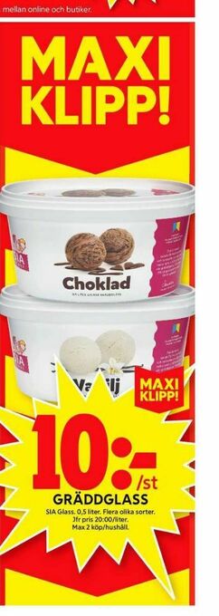 ICA Maxi Sia Gräddglass erbjuda