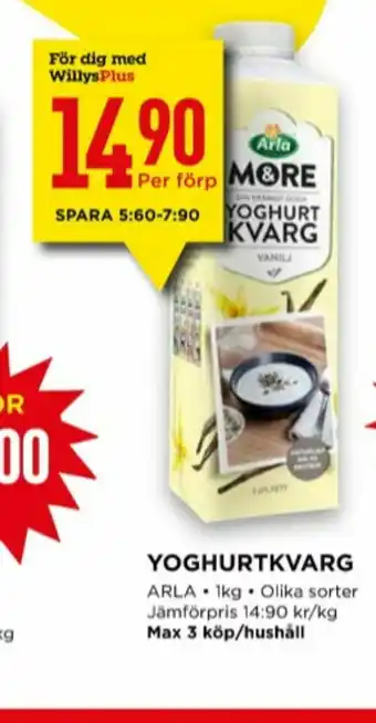 Willys Arla & More Yoghurtkvarg erbjuda