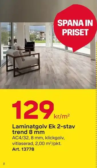 Byggmax Laminatgolv ek 2-stav trend 8 mm erbjuda