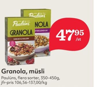 Hemköp Paulùns granola erbjuda