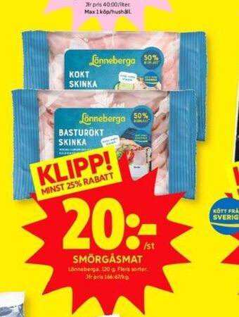 ICA Kvantum Lönneberga skinka erbjuda