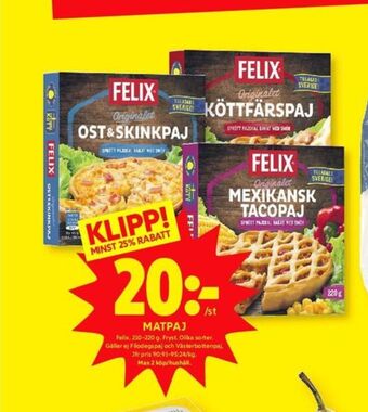 ICA Kvantum Felix matpajer erbjuda