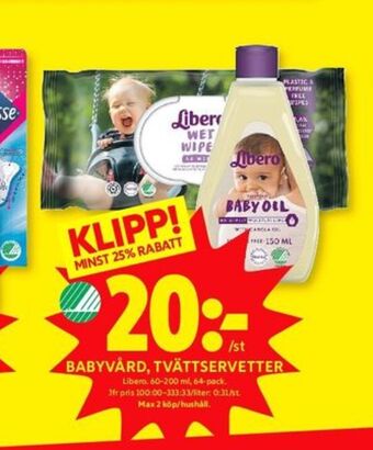 ICA Kvantum Libero tvättservetter erbjuda