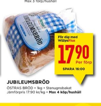 Willys Jubileumsbröd erbjuda