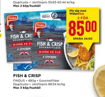 Willys Fish & crisp fiskpinnar erbjuda