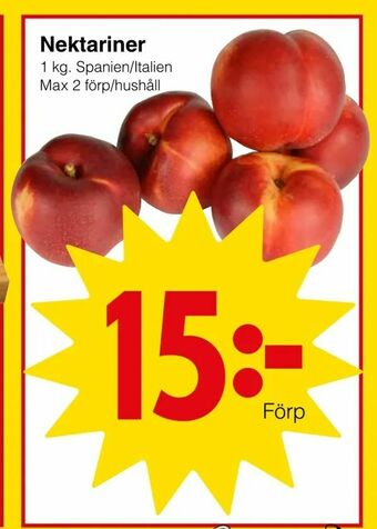 Matöppet Nektariner erbjuda