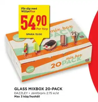 Willys Dazzley Glass Mixbox 20-pack erbjuda