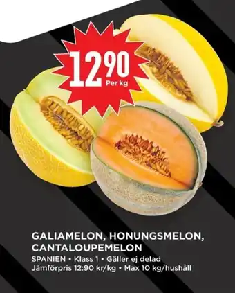 Willys Spanien Galiamelon, Honungsmelon, Cantaloupemelon erbjuda
