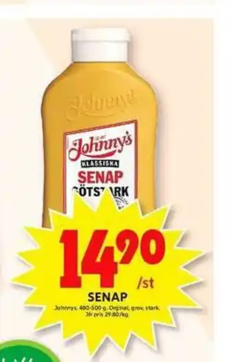 ICA Maxi Johnny's Senap 500g erbjuda