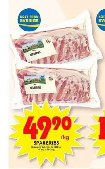 ICA Maxi Spareribs 1200g erbjuda
