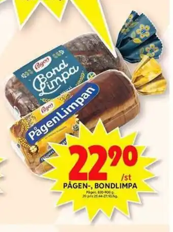 ICA Maxi Pågen-, Bondlimpa 820g-900g erbjuda