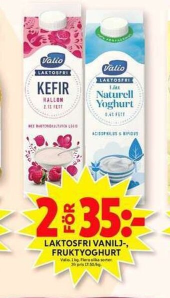 ICA Maxi Valio Laktosfri Vanilj-, Fruktyoghurt 1kg erbjuda