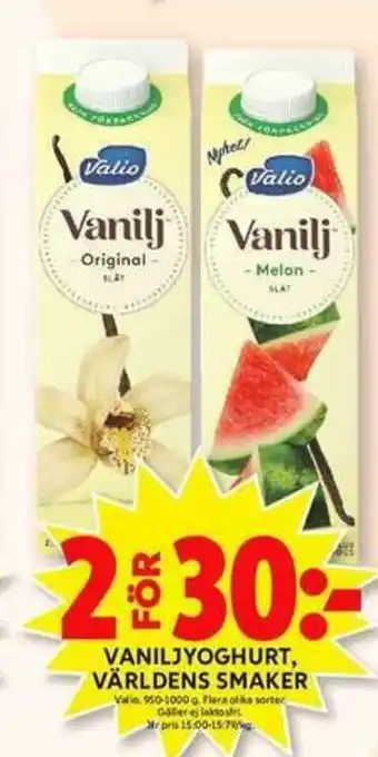 ICA Maxi Valio Vaniljyoghurt, Världens Smaker 950g-1000g erbjuda