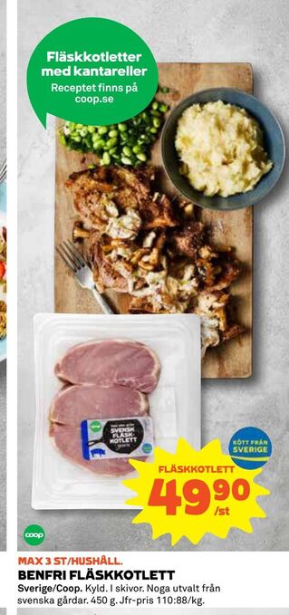 Coop Benfri fläskkotlett erbjuda