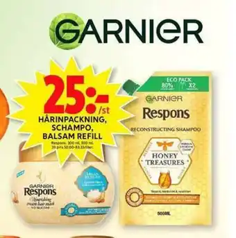 ICA Maxi Respona Hårinpackning, Schampo, Balsam Refill 200ml, 500ml erbjuda