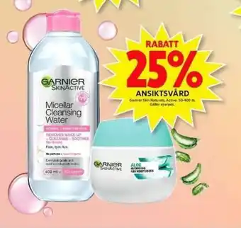 ICA Maxi Rabatt 25% Garnier Skin Naturals Ansiktsvård 50-400ml erbjuda