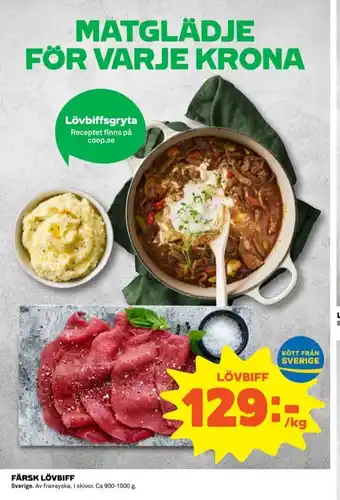 Coop Coop lövbiff erbjuda