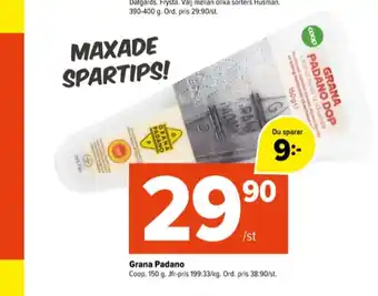 Coop Extra Coop grana padano erbjuda