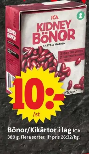 ICA Supermarket Bönor/Kikärtor i Lag erbjuda