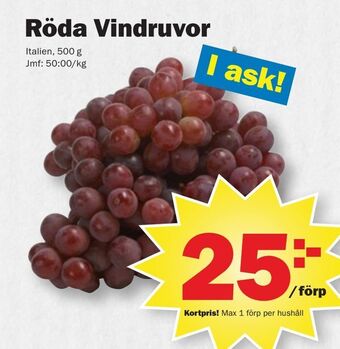 Pekås Röda vindruvor erbjuda
