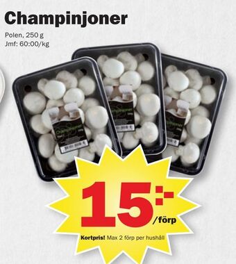 Pekås Champinjoner erbjuda