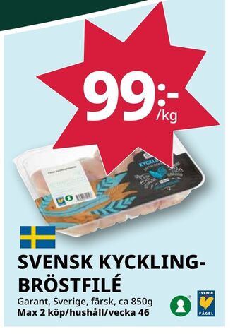 Tempo Svensk kycklingbröstfilé erbjuda