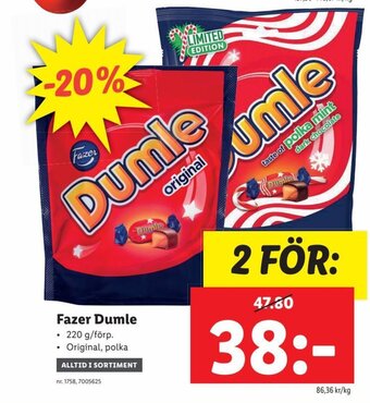 Lidl Fazer Dumle erbjuda