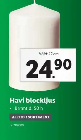 Lidl Havi Blockljus erbjuda
