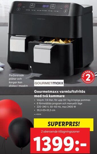 Lidl Gourmetmaxx Varmluftsfritös med Två Kammare erbjuda